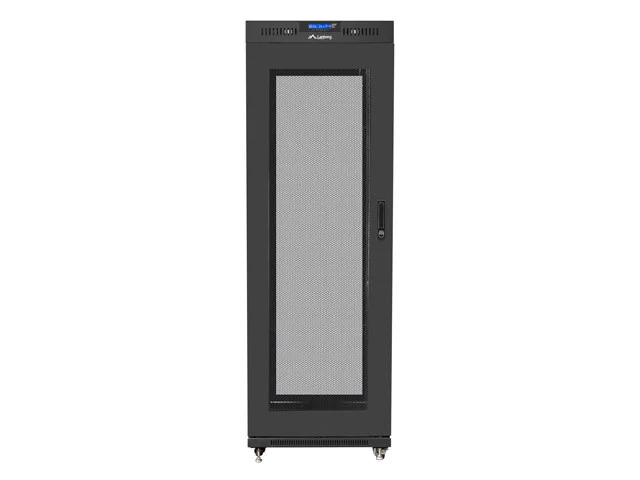 RACKOVÁ SKŘÍŇ 19" VOLNĚ STOJÍCÍ 37U/600X800 (FLAT PACK) S DVÍŘKY SE SÍŤKOU LCD ČERNÁ  V2