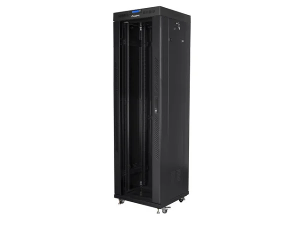 19" VOLNĚ STOJÍCÍ RACKOVÁ SKŘÍŇ 42U/600X600 (FLAT PACK) S PROSKLENÝMI DVEŘMI LCD ČERNÁ  V2