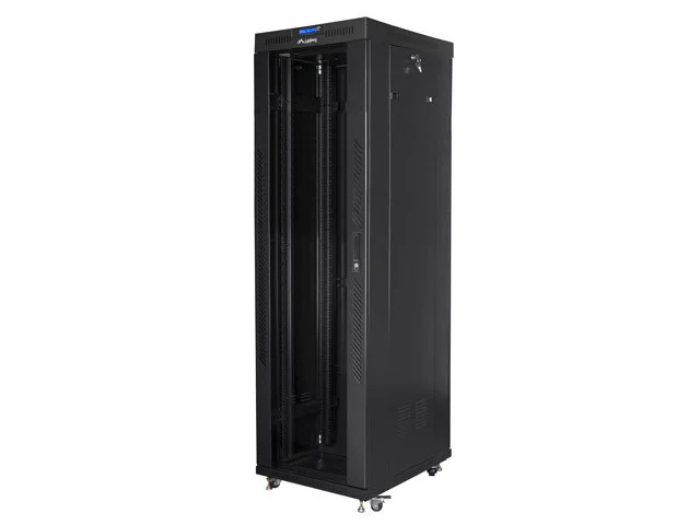 19" VOLNĚ STOJÍCÍ RACKOVÁ SKŘÍŇ 42U/600X800 (FLAT PACK) S PROSKLENÝMI DVEŘMI LCD ČERNÁ  V2