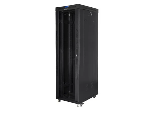 19" VOLNĚ STOJÍCÍ RACKOVÁ SKŘÍŇ 42U/600X1000 (FLAT PACK) S PROSKLENÝMI DVEŘMI LCD ČERNÁ  V2