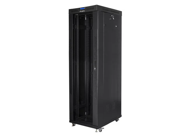 19" VOLNĚ STOJÍCÍ RACKOVÁ SKŘÍŇ 42U/600X1000 (FLAT PACK) S PROSKLENÝMI DVEŘMI LCD ČERNÁ  V2