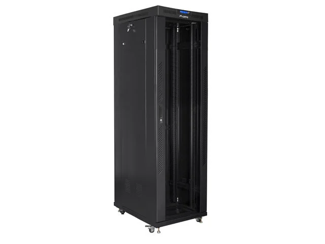 19" VOLNĚ STOJÍCÍ RACKOVÁ SKŘÍŇ 42U/600X1000 (FLAT PACK) S PROSKLENÝMI DVEŘMI LCD ČERNÁ  V2