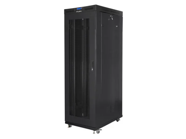 19" VOLNĚ STOJÍCÍ RACKOVÁ SKŘÍŇ 42U/800X1000 (FLAT PACK) SE SÍŤOVÝMI DVEŘMI LCD ČERNÁ  V2