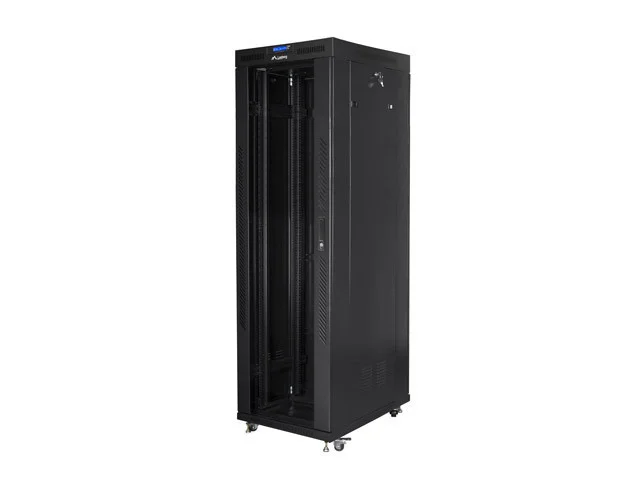 19" VOLNĚ STOJÍCÍ RACKOVÁ SKŘÍŇ 42U/800X800 (FLAT PACK) S PROSKLENÝMI DVEŘMI LCD ČERNÁ  V2