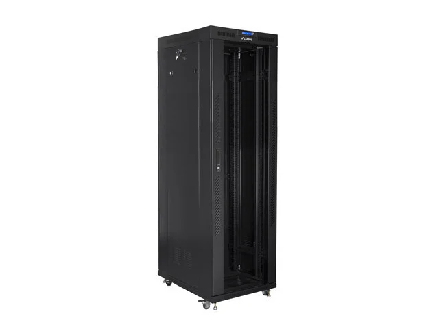 19" VOLNĚ STOJÍCÍ RACKOVÁ SKŘÍŇ 42U/800X800 (FLAT PACK) S PROSKLENÝMI DVEŘMI LCD ČERNÁ  V2
