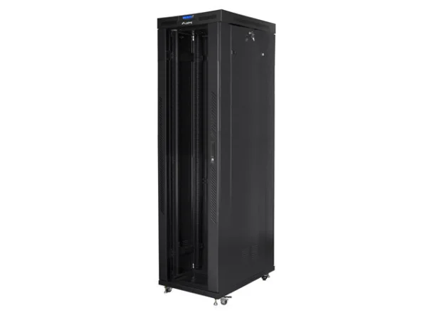 19" VOLNĚ STOJÍCÍ RACKOVÁ SKŘÍŇ 47U/800X1000 (FLAT PACK) S PROSKLENÝMI DVEŘMI LCD ČERNÁ  V2