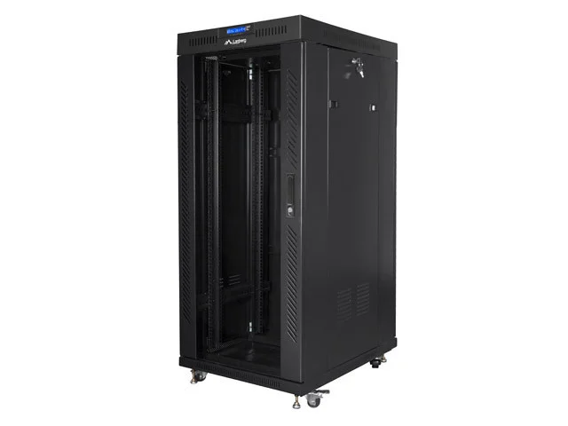 19" VOLNĚ STOJÍCÍ RACKOVÁ SKŘÍŇ 27U/800X1000 (FLAT PACK) S PROSKLENÝMI DVEŘMI LCD ČERNÁ  V2