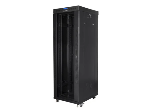 RACKOVÁ SKŘÍŇ 19" VOLNĚ STOJÍCÍ 37U/800X1000 (FLAT PACK) ČERNÁ S PROSKLENÝMI DVEŘMI LCD  V2