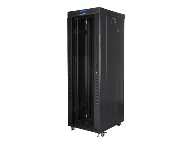 RACKOVÁ SKŘÍŇ 19" VOLNĚ STOJÍCÍ 37U/800X1000 (FLAT PACK) ČERNÁ S PROSKLENÝMI DVEŘMI LCD  V2
