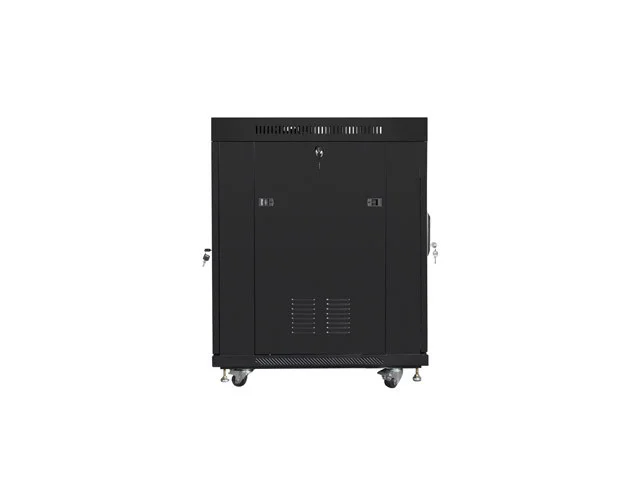 RACKOVÁ SKŘÍŇ 19" VOLNĚ STOJÍCÍ 15U/800X1000 (FLAT PACK) ČERNÁ S PROSKLENÝMI DVEŘMI LCD  V2