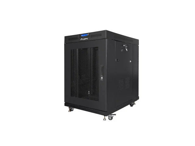 RACKOVÁ SKŘÍŇ 19" VOLNĚ STOJÍCÍ 15U/800X1000 (FLAT PACK) ČERNÁ - Prosklené dveře