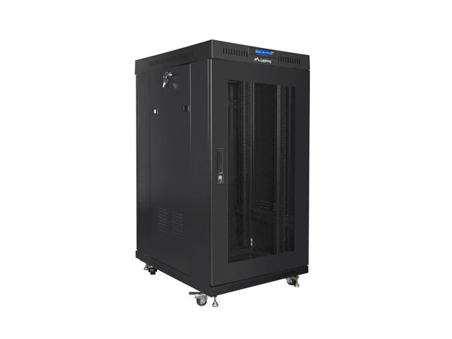 19" VOLNĚ STOJÍCÍ RACKOVÁ SKŘÍŇ 22U/800X800 (FLAT PACK) ČERNÁ S PROSKLENÝMI DVEŘMI LCD  V2