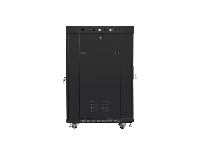 19" VOLNĚ STOJÍCÍ RACKOVÁ SKŘÍŇ 22U/800X800 (FLAT PACK) ČERNÁ S PROSKLENÝMI DVEŘMI LCD  V2