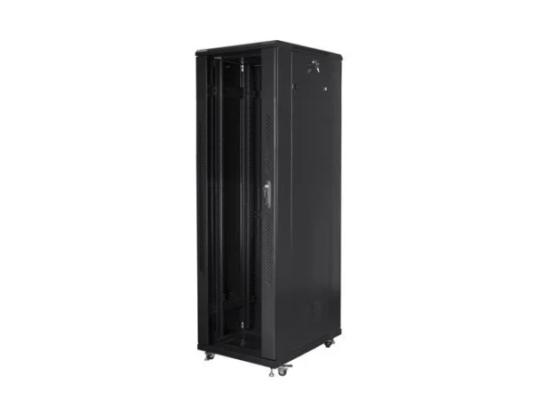 19" VOLNĚ STOJÍCÍ RACKOVÁ SKŘÍŇ 42U/800X800 S PROSKLENÝMI DVEŘMI ČERNÁ  (SMONTOVANÁ)