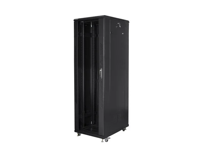 19" VOLNĚ STOJÍCÍ RACKOVÁ SKŘÍŇ 42U/800X800 S PROSKLENÝMI DVEŘMI ČERNÁ  (SMONTOVANÁ)