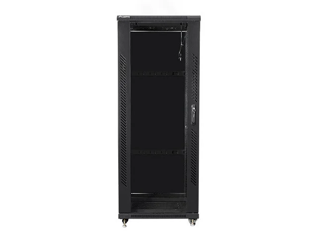 19" VOLNĚ STOJÍCÍ RACKOVÁ SKŘÍŇ 32U/600X800 S PROSKLENÝMI DVEŘMI ČERNÁ  (SMONTOVANÁ)