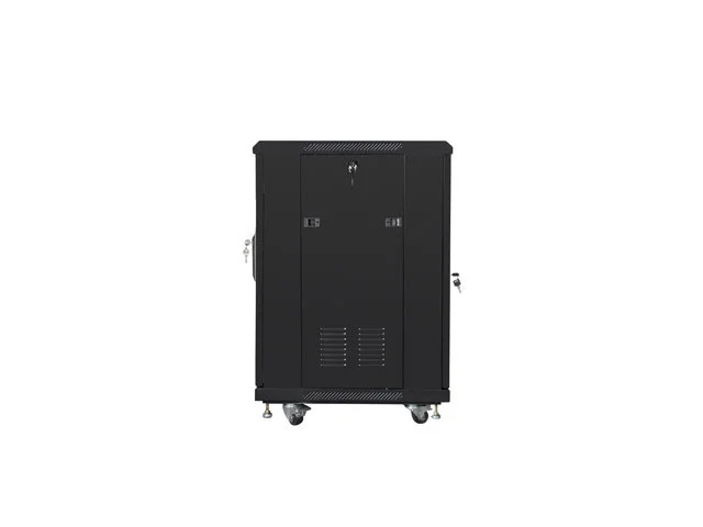 RACKOVÁ SKŘÍŇ 19" VOLNĚ STOJÍCÍ 15U/600X600 S PROSKLENÝMI DVEŘMI ČERNÁ  (SMONTOVANÁ)