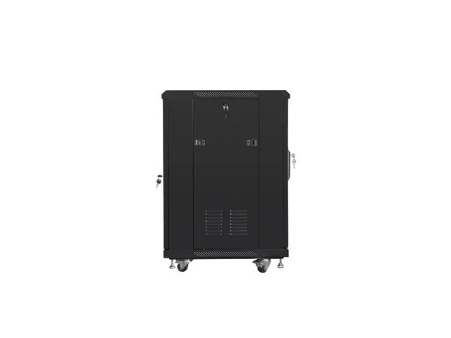 RACKOVÁ SKŘÍŇ 19" VOLNĚ STOJÍCÍ 15U/600X600 S PROSKLENÝMI DVEŘMI ČERNÁ  (SMONTOVANÁ)