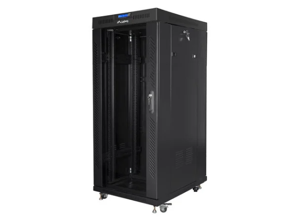 19" VOLNĚ STOJÍCÍ RACKOVÁ SKŘÍŇ 27U/800X1200 (FLAT PACK) S PROSKLENÝMI DVEŘMI LCD ČERNÁ