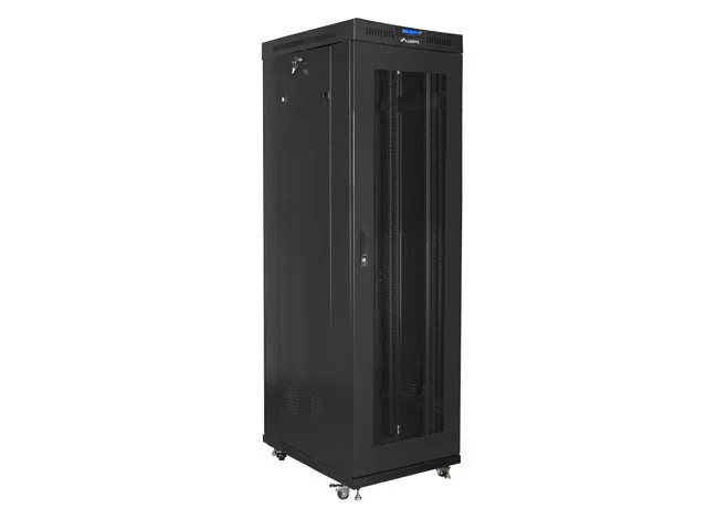 19" VOLNĚ STOJÍCÍ RACKOVÁ SKŘÍŇ 42U/600X1000 (FLAT PACK) SE SÍŤOVÝMI DVEŘMI LCD ČERNÁ  V2