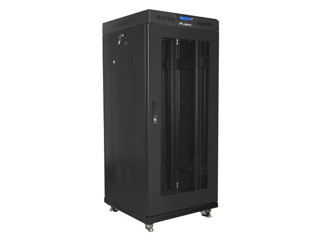 19" VOLNĚ STOJÍCÍ RACKOVÁ SKŘÍŇ 27U/600X600 (FLAT PACK) SE SÍŤOVANÝMI DVEŘMI LCD ČERNÁ  V2