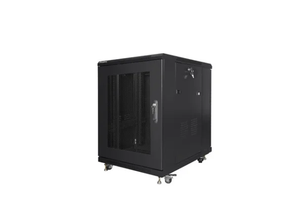 RACKOVÁ SKŘÍŇ 19" VOLNĚ STOJÍCÍ 15U/600X800 (FLAT PACK) SE SÍŤOVÝMI DVEŘMI ČERNÁ