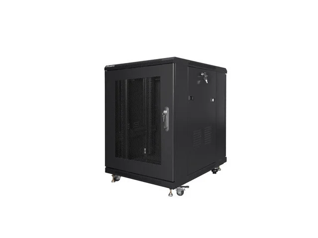 RACKOVÁ SKŘÍŇ 19" VOLNĚ STOJÍCÍ 15U/600X800 (FLAT PACK) SE SÍŤOVÝMI DVEŘMI ČERNÁ