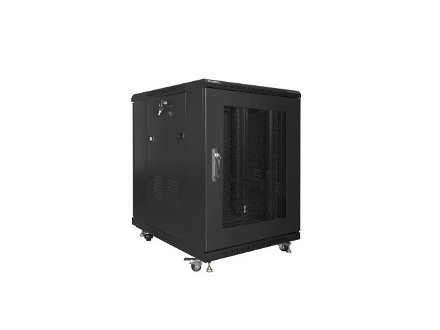 RACKOVÁ SKŘÍŇ 19" VOLNĚ STOJÍCÍ 15U/600X800 (FLAT PACK) SE SÍŤOVÝMI DVEŘMI ČERNÁ