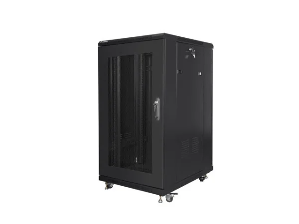 19" VOLNĚ STOJÍCÍ RACKOVÁ SKŘÍŇ 22U/600X800 (FLAT PACK) SE SÍŤOVÝMI DVEŘMI ČERNÁ