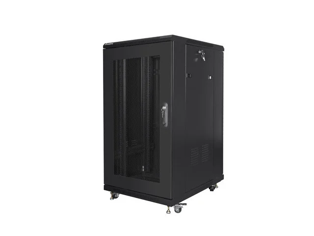 19" VOLNĚ STOJÍCÍ RACKOVÁ SKŘÍŇ 22U/600X800 (FLAT PACK) SE SÍŤOVÝMI DVEŘMI ČERNÁ