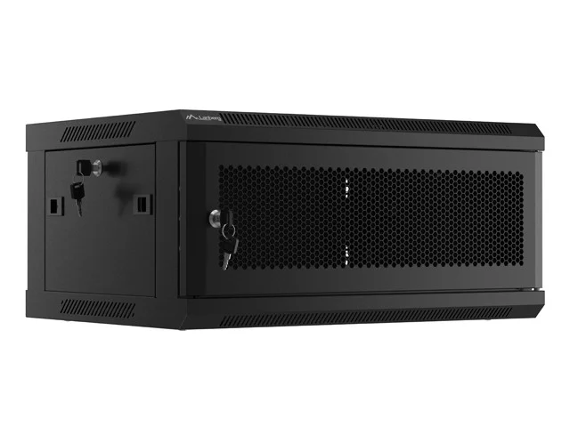 RACKOVÁ SKŘÍŇ 19" NÁSTĚNNÁ 4U/600X450 S PERFOROVANÝMI DVEŘMI ČERNÁ  (PLOCHÉ BALENÍ)
