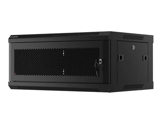 RACKOVÁ SKŘÍŇ 19" NÁSTĚNNÁ 4U/600X450 S PERFOROVANÝMI DVEŘMI ČERNÁ  (PLOCHÉ BALENÍ)