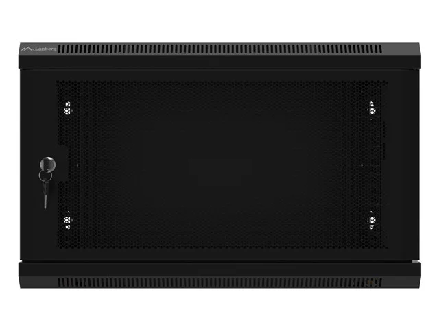 19" RACKOVÁ SKŘÍŇ PRO MONTÁŽ NA STĚNU 6U/600X450 S PERFOROVANÝMI DVEŘMI ČERNÁ  (PLOCHÉ BALENÍ)