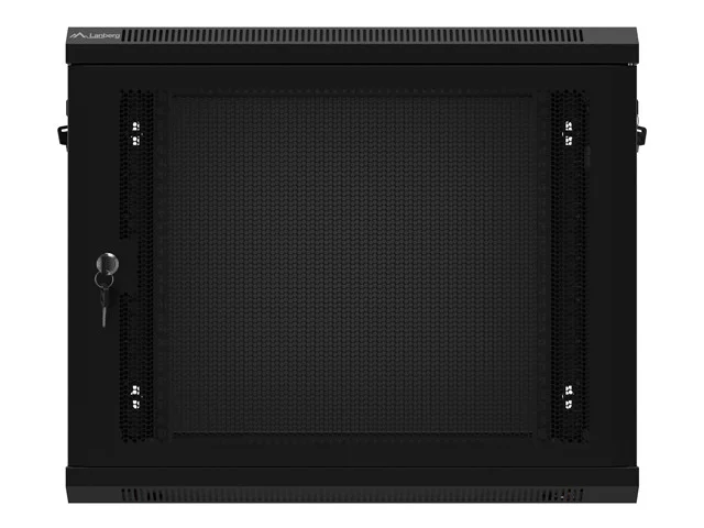 19" RACKOVÁ SKŘÍŇ PRO MONTÁŽ NA STĚNU 9U/600X450 S PERFOROVANÝMI DVEŘMI ČERNÁ  (PLOCHÉ BALENÍ)
