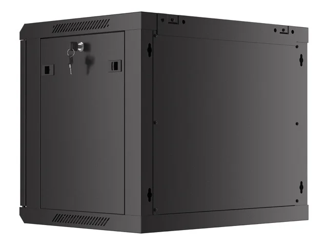 19" RACKOVÁ SKŘÍŇ PRO MONTÁŽ NA STĚNU 9U/600X450 S PERFOROVANÝMI DVEŘMI ČERNÁ  (PLOCHÉ BALENÍ)