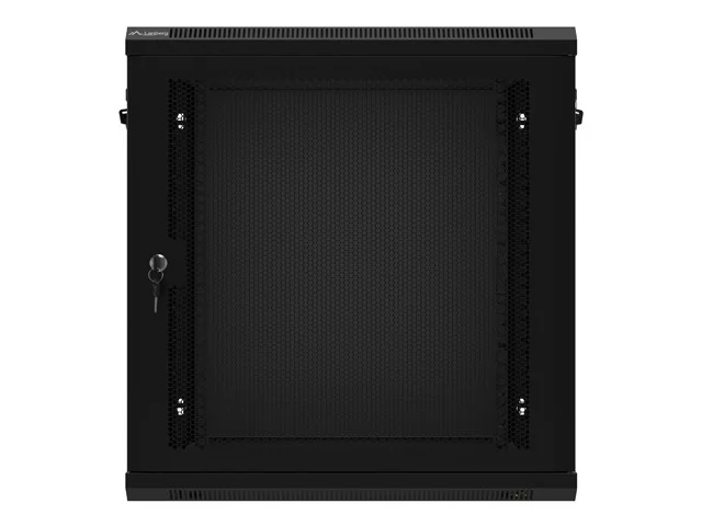 19" RACKOVÁ SKŘÍŇ 12U/600X450 S PERFOROVANÝMI DVEŘMI ČERNÁ  (PLOCHÉ BALENÍ)