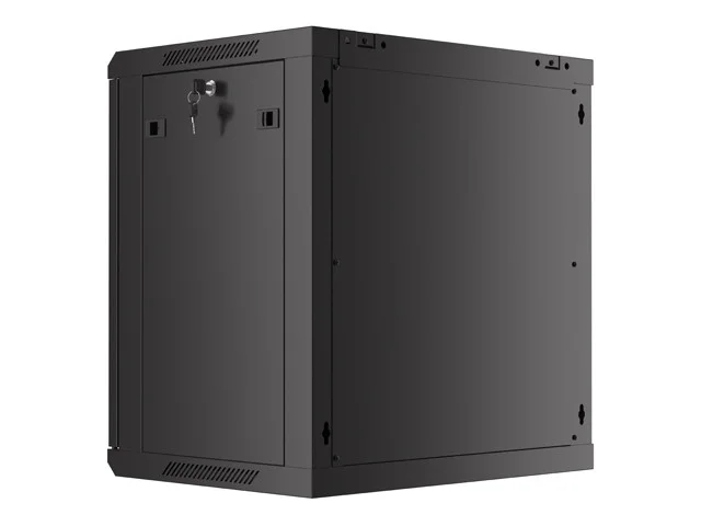 19" RACKOVÁ SKŘÍŇ 12U/600X450 S PERFOROVANÝMI DVEŘMI ČERNÁ  (PLOCHÉ BALENÍ)