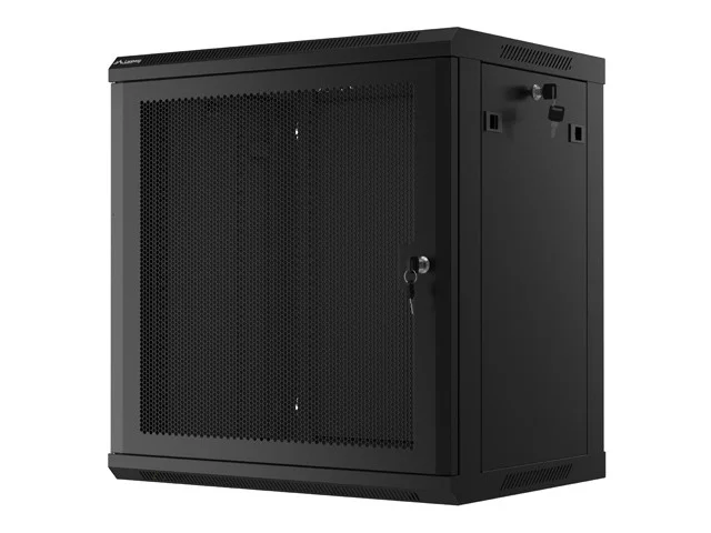 19" RACKOVÁ SKŘÍŇ 12U/600X450 S PERFOROVANÝMI DVEŘMI ČERNÁ  (PLOCHÉ BALENÍ)