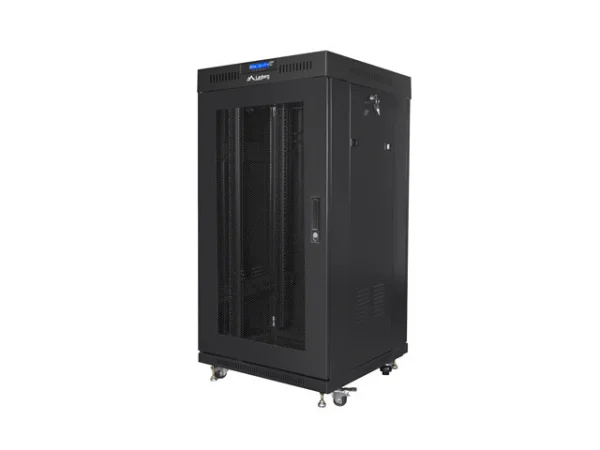 19" VOLNĚ STOJÍCÍ RACKOVÁ SKŘÍŇ 22U/600X600 (FLAT PACK) SE SÍŤOVÝMI DVEŘMI LCD ČERNÁ  V2