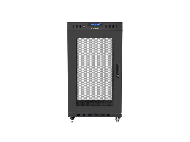19" VOLNĚ STOJÍCÍ RACKOVÁ SKŘÍŇ 22U/600X600 (FLAT PACK) SE SÍŤOVÝMI DVEŘMI LCD ČERNÁ  V2
