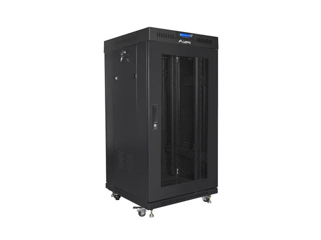 19" VOLNĚ STOJÍCÍ RACKOVÁ SKŘÍŇ 22U/600X600 (FLAT PACK) SE SÍŤOVÝMI DVEŘMI LCD ČERNÁ  V2