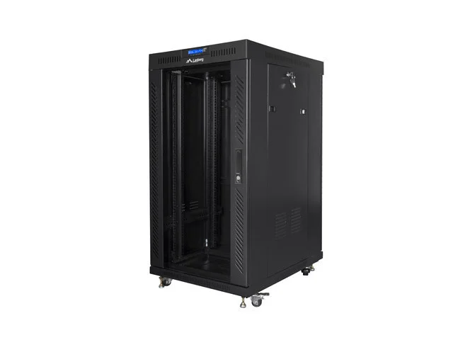 19" VOLNĚ STOJÍCÍ RACKOVÁ SKŘÍŇ 22U/600X800 (FLAT PACK) S PROSKLENÝMI DVEŘMI LCD ČERNÁ  V2