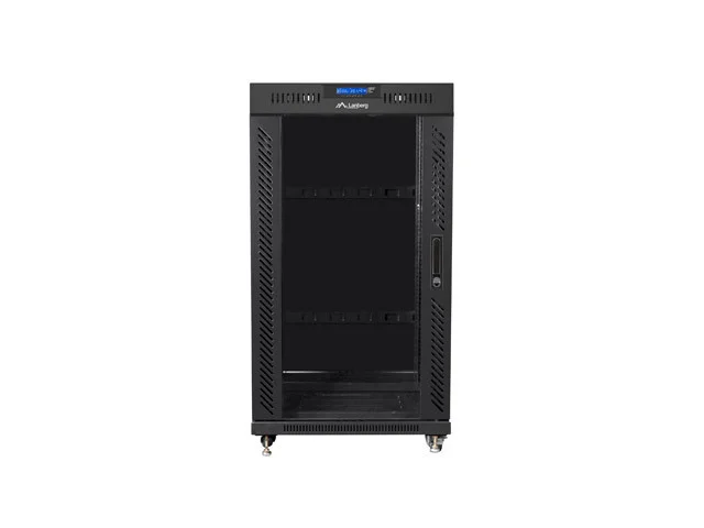 19" VOLNĚ STOJÍCÍ RACKOVÁ SKŘÍŇ 22U/600X800 (FLAT PACK) S PROSKLENÝMI DVEŘMI LCD ČERNÁ  V2
