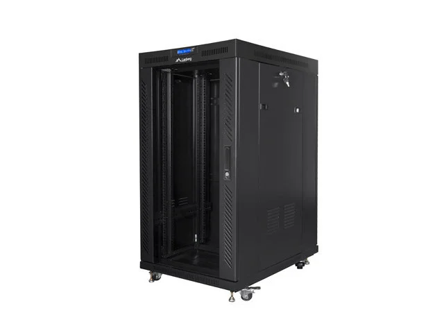19" VOLNĚ STOJÍCÍ RACKOVÁ SKŘÍŇ 22U/800X1000 (FLAT PACK) S PROSKLENÝMI DVEŘMI LCD ČERNÁ  V2