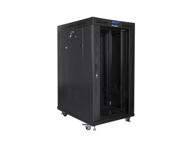 19" VOLNĚ STOJÍCÍ RACKOVÁ SKŘÍŇ 22U/800X1000 (FLAT PACK) S PROSKLENÝMI DVEŘMI LCD ČERNÁ  V2