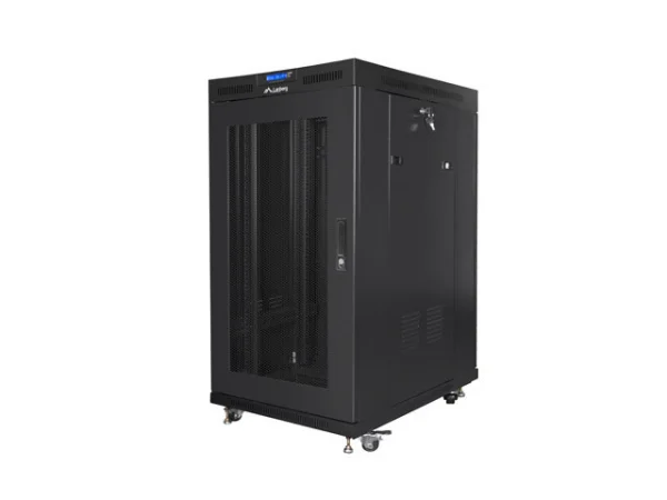 19" VOLNĚ STOJÍCÍ RACKOVÁ SKŘÍŇ 22U/800X1000 (FLAT PACK) SE SÍŤOVÝMI DVEŘMI LCD ČERNÁ  V2
