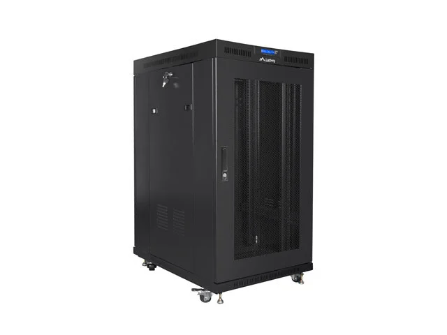19" VOLNĚ STOJÍCÍ RACKOVÁ SKŘÍŇ 22U/800X1000 (FLAT PACK) SE SÍŤOVÝMI DVEŘMI LCD ČERNÁ  V2