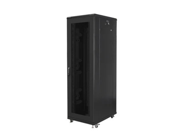 19" VOLNĚ STOJÍCÍ RACKOVÁ SKŘÍŇ 42U/800X800 S PERFOROVANÝMI DVEŘMI ČERNÁ  (SMONTOVANÁ)