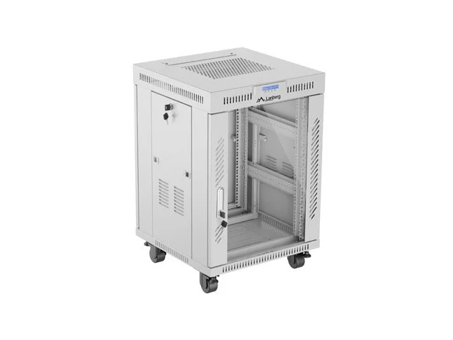 19" VOLNĚ STOJÍCÍ RACKOVÁ SKŘÍŇ 15U/600X600 (FLAT PACK) S PROSKLENÝMI DVEŘMI LCD ŠEDÁ  V2