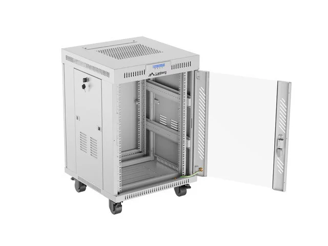 19" VOLNĚ STOJÍCÍ RACKOVÁ SKŘÍŇ 15U/600X600 (FLAT PACK) S PROSKLENÝMI DVEŘMI LCD ŠEDÁ  V2